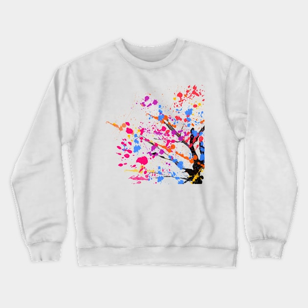 Japanese Sakura Cherry Blossom Tree Multi Colour Petals Ink Drawing Crewneck Sweatshirt by 4U2NV-LDN